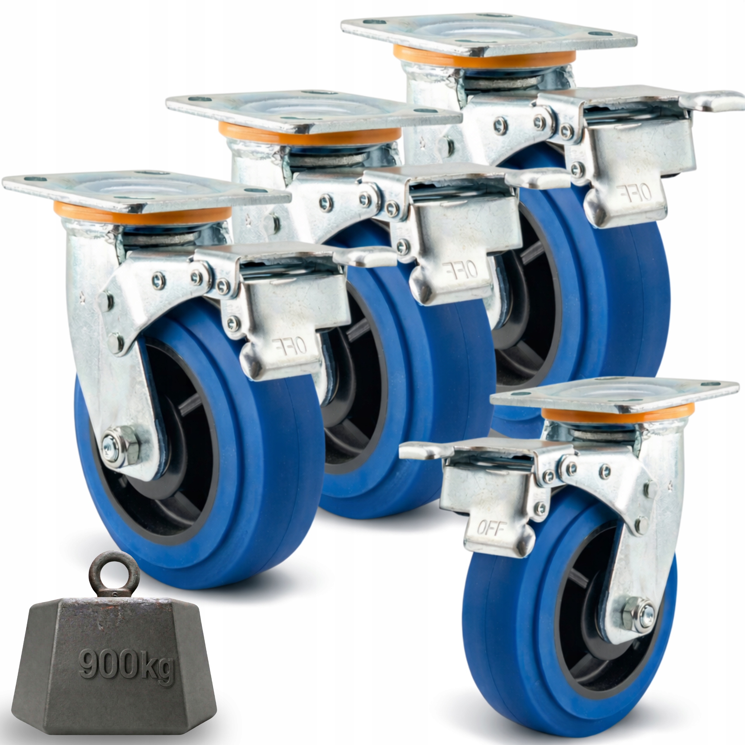 Kolečka 100 mm Otočná s Brzdou Set 4 ks pro velké zatížení 900 kg Tpr