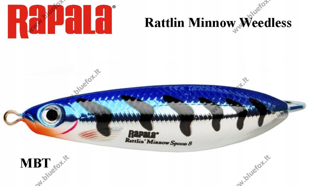 Wobler Błystka Rapala Rattlin Minnow Spoon Z Grzechotką 8CM 16G Mbt