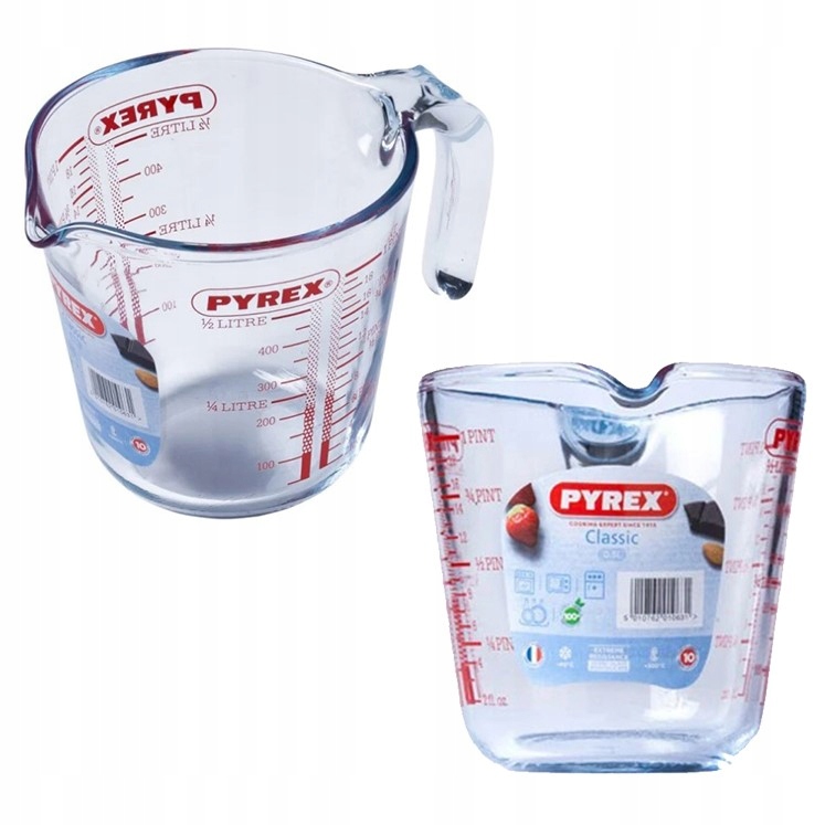 

Szklany Kubek Dzbanek Miarka 0,5l z Uchem Pyrex
