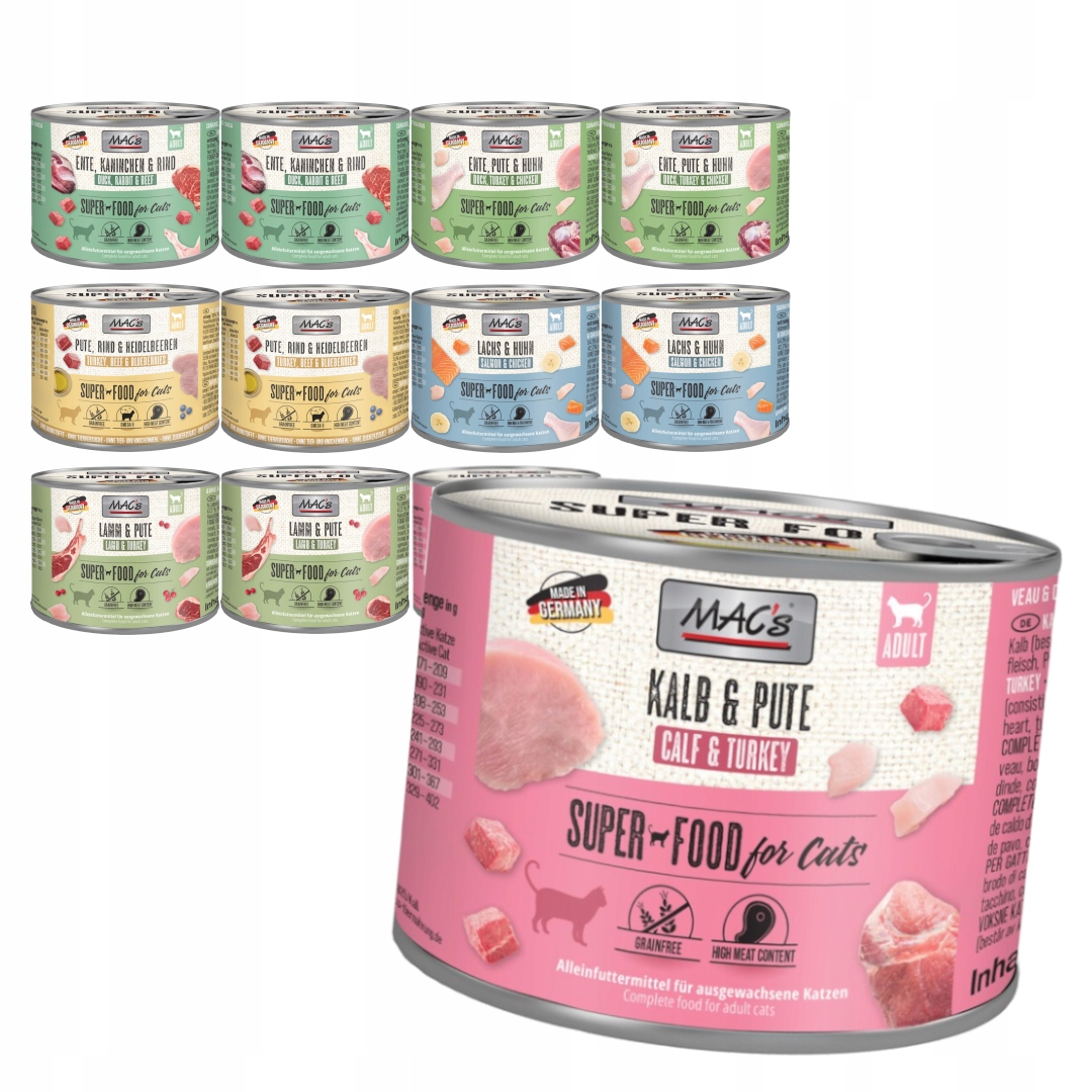 Levně MAC's 12x200g Vlhké Krmivo pro dospělé kočky Mix 6 příchutí