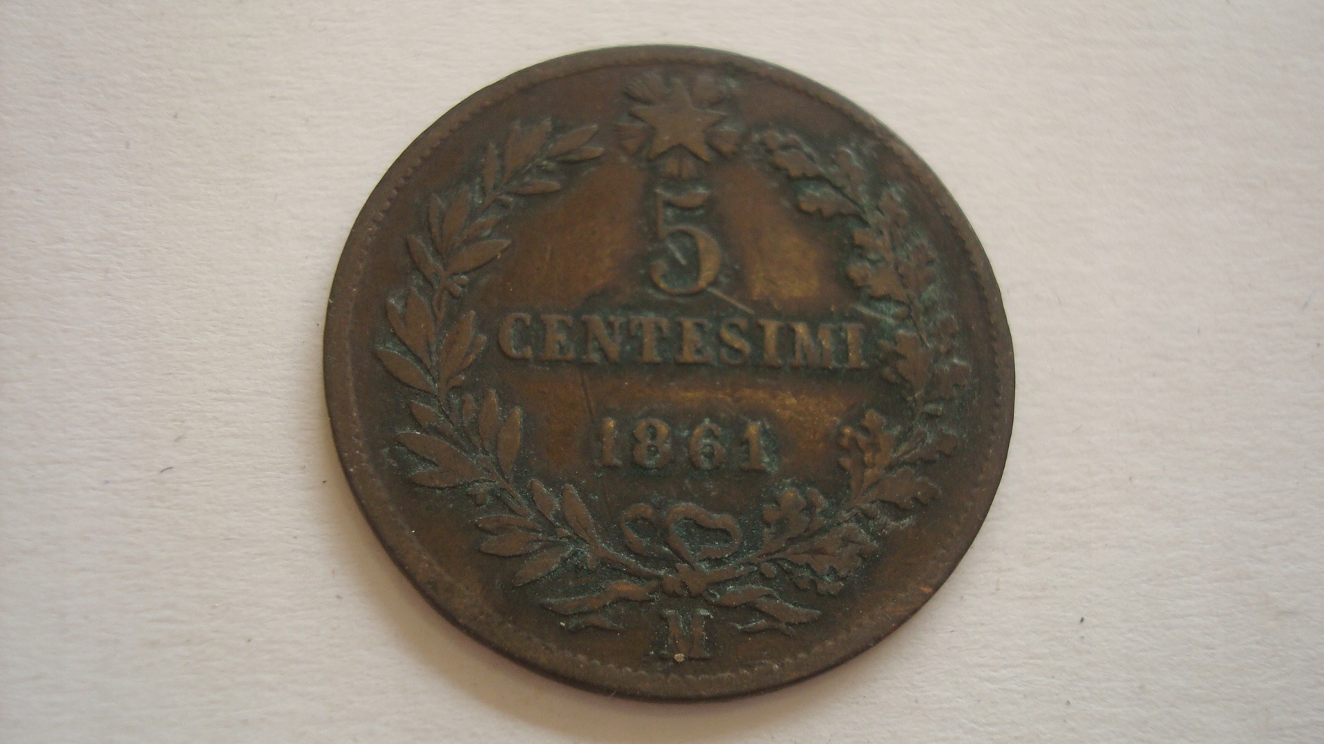 Moneta 5 centesimi 1861 Włochy stan 3