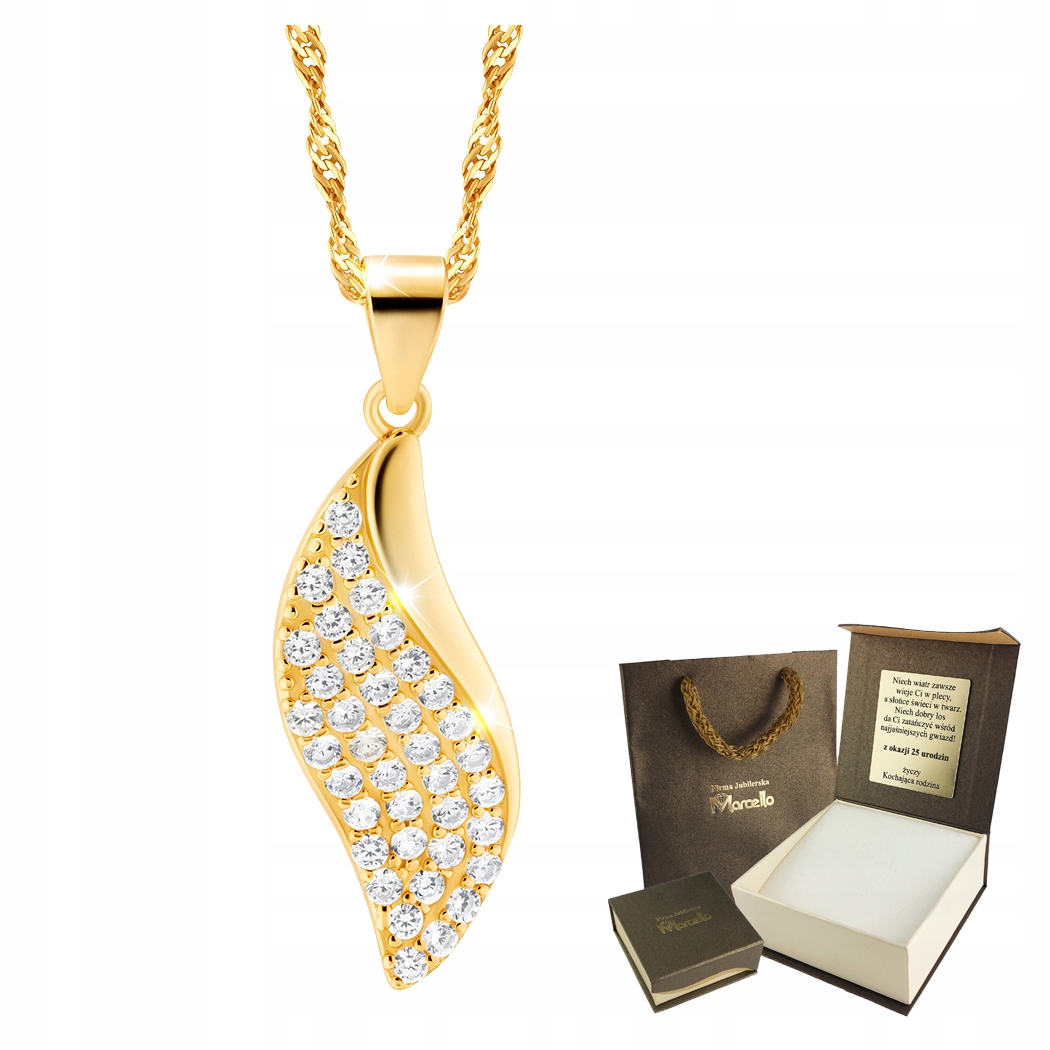 

Złoty Łańcuszek z Wisiorkiem Srebro 925