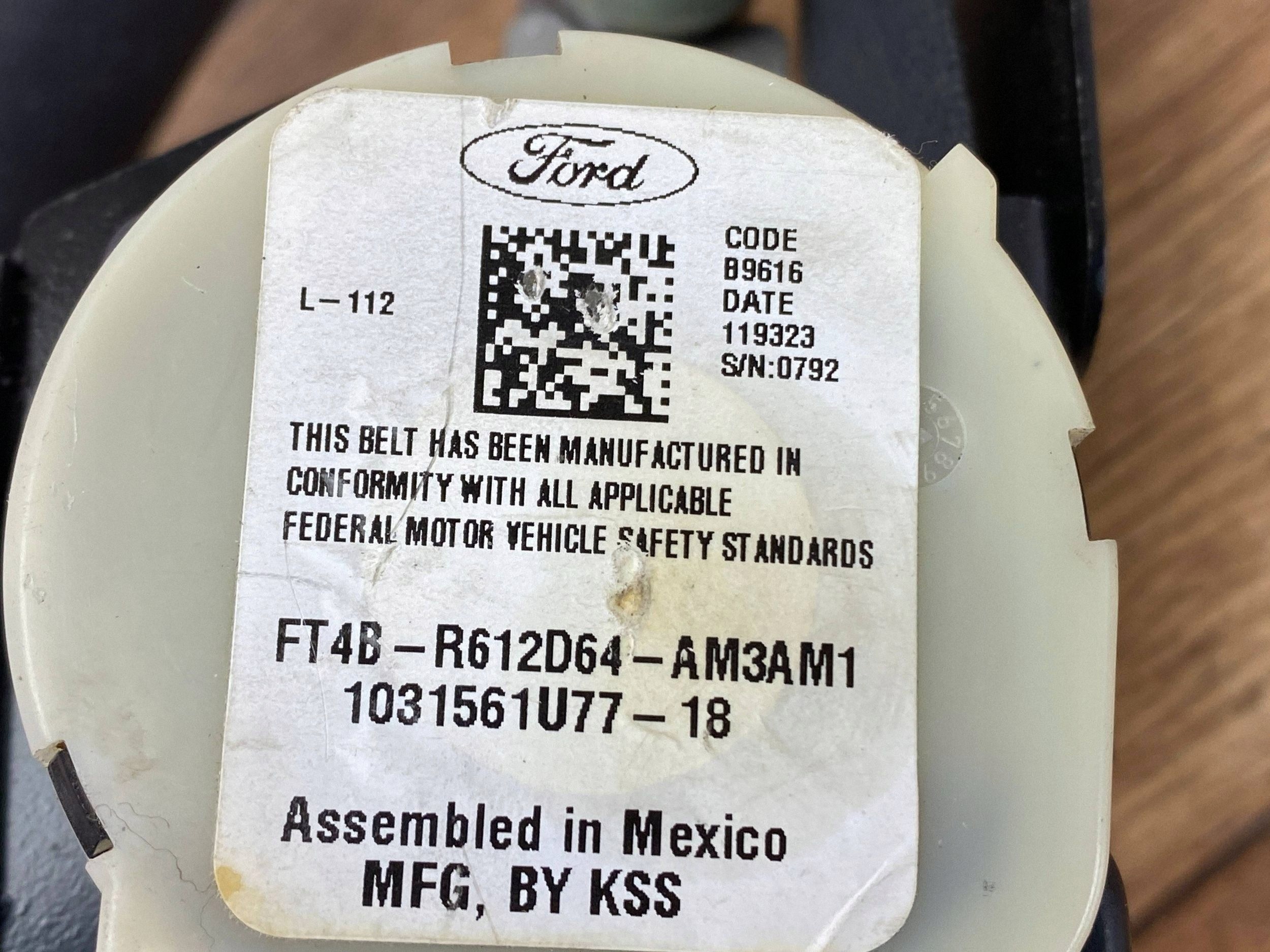 front tension belt safety right Ford Edge II Lift 2019+