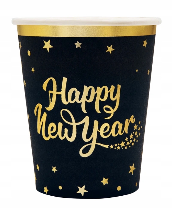 

Kubeczki Na Sylwestra Czarne Happy New Year 6 szt.