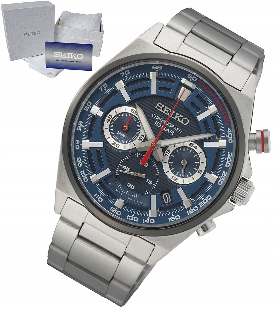 Pánské Hodinky Seiko Sportovní Chronograf Jako Dárek 10 Barů Krabička