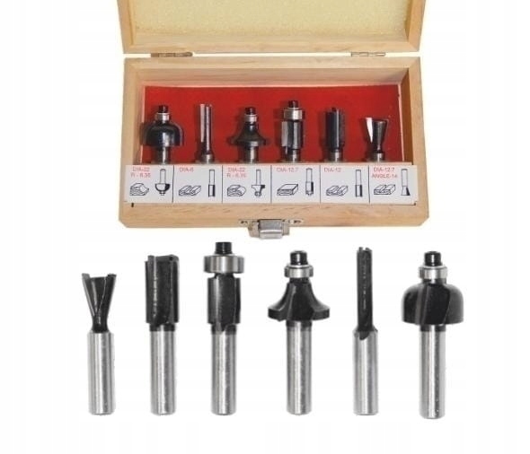 

Zestaw frezów do drewna 8mm 6szt frezy AW4051