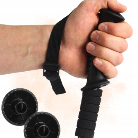 KIJKI NORDIC WALKING SKŁADANE REGULOWANE DO CHODZENIA TREKKINGOWE CZARNE Rączki gumowe