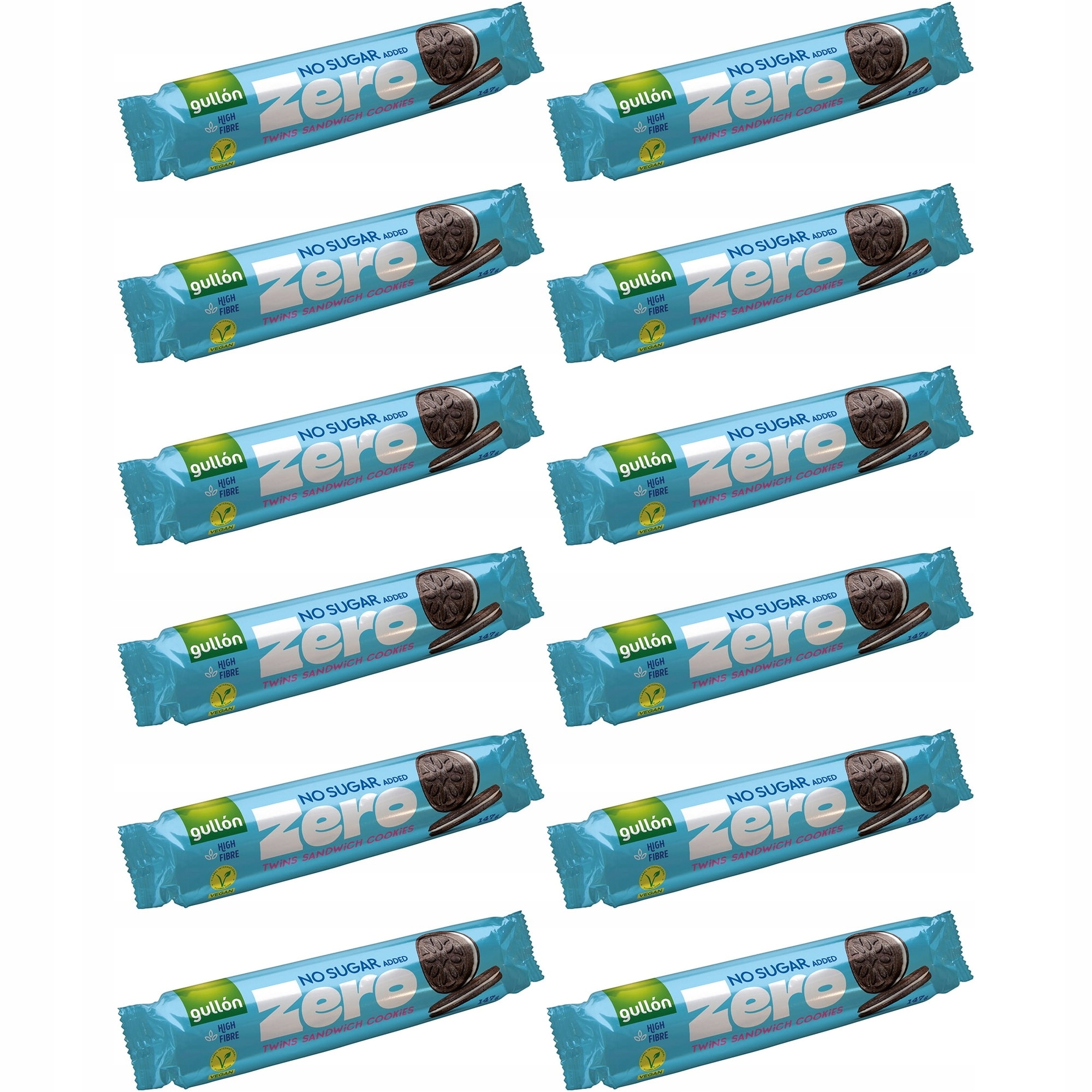 Zestaw 12 x Gullon Ciasteczka kremowe bez dodatku cukru 147 g