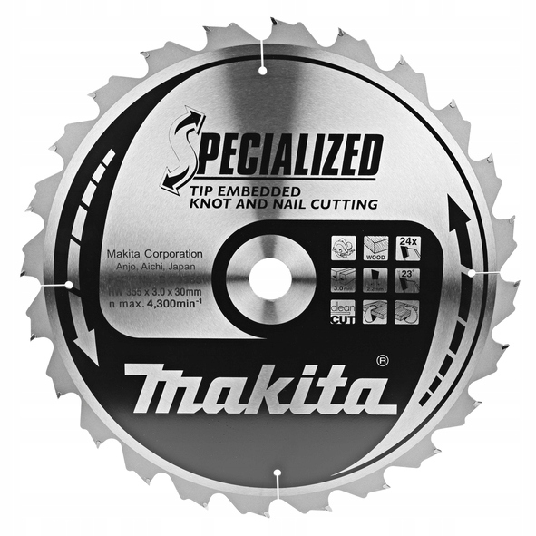 

Tarcza Tnąca Makita B-09385 355x30MM 24Z Do Drewna