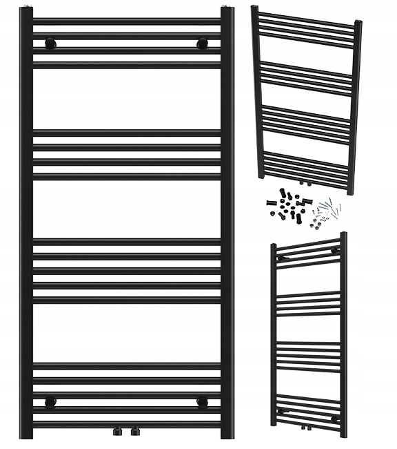 Kúpeľňový Ohrievač Čierny Kaloryfer Moderný Rebríkový 120x60 cm Raven
