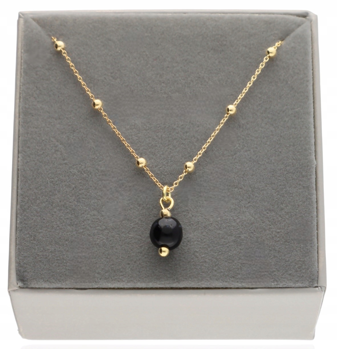 Zlatý náhrdelník s turmalínem, černý turmalín, Přírodní Kámen 6 mm, 45 cm