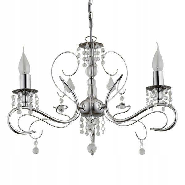 Salónový aristokratický luster Astor Chrom strieborné svietniky do hotela