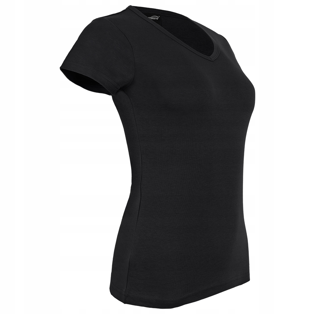 CZARNA KOSZULKA DAMSKA BLUZKA T-SHIRT KRÓTKI RĘKAW BAWEŁNIANA SPORTOWA XL Model 032