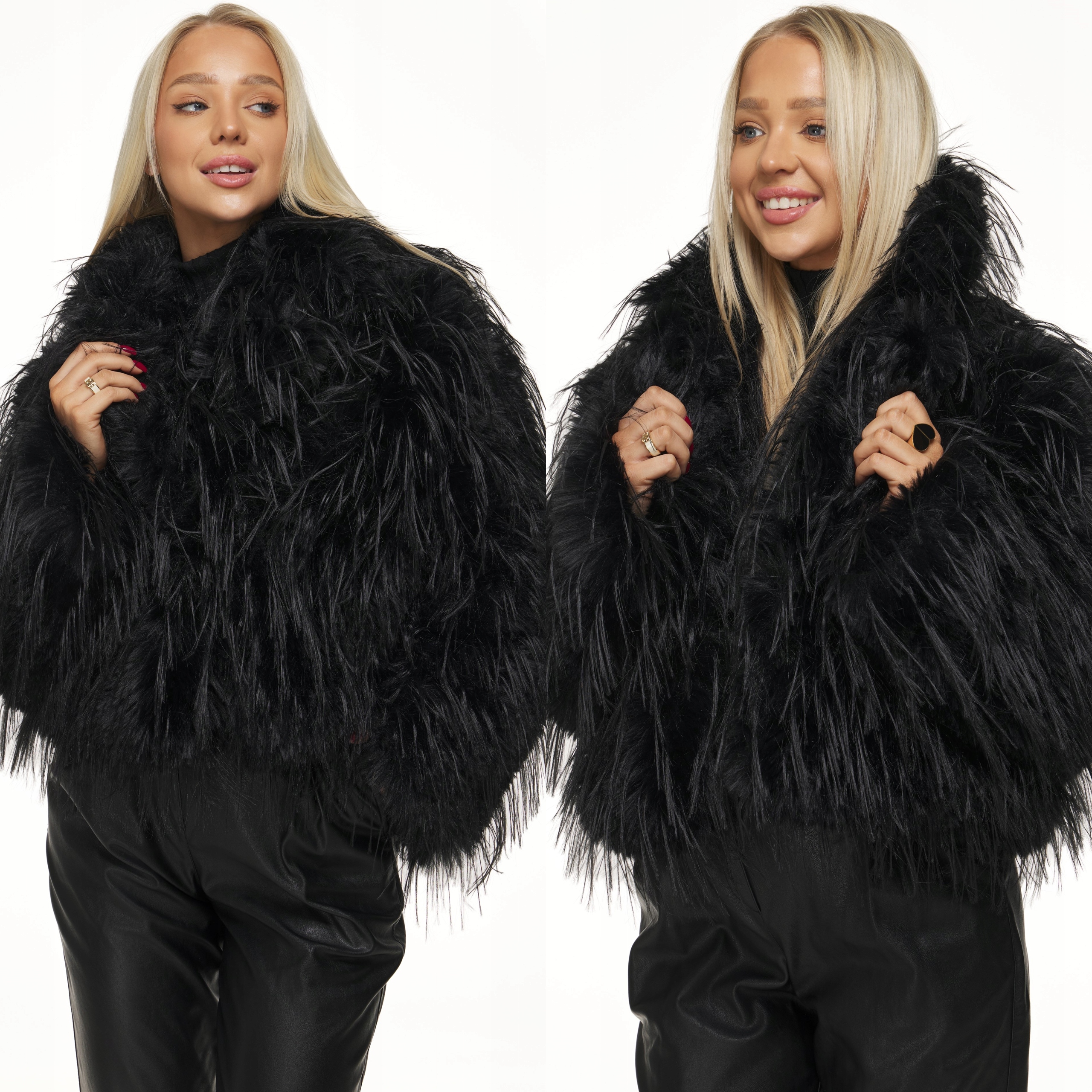 Dámská Zimní Bunda s Kožešina kožíšek lehká péřová s kožešinou elegantní černá S