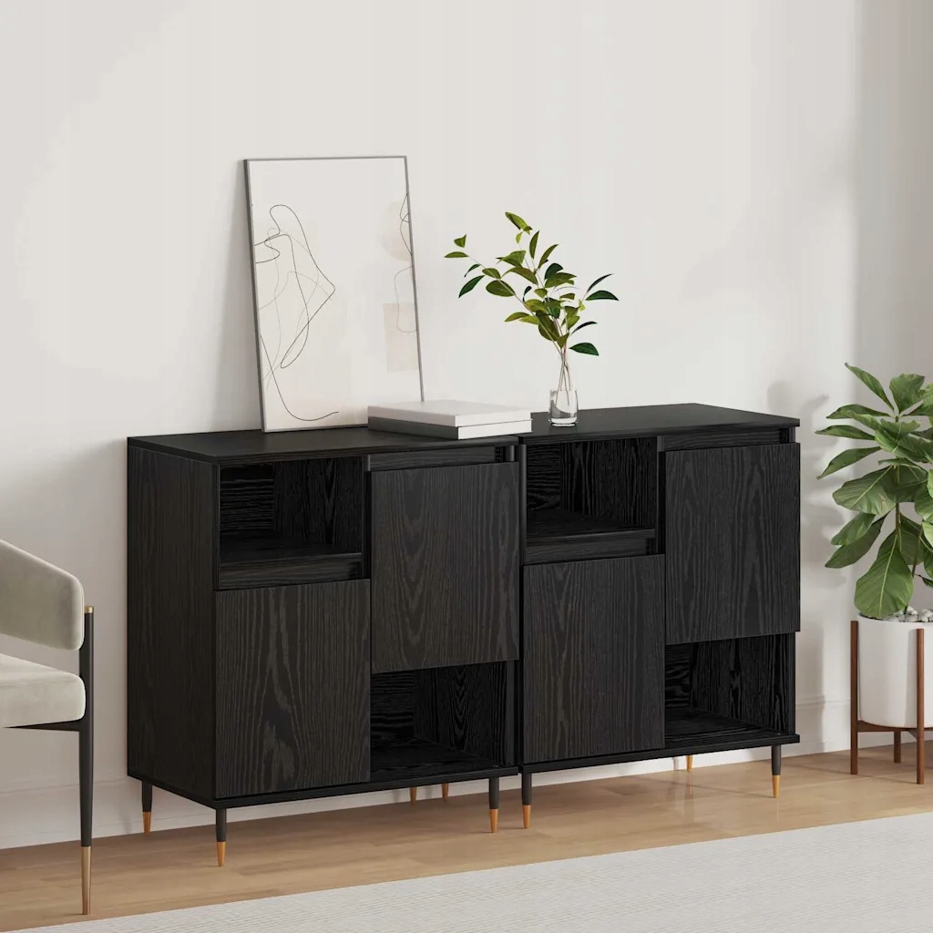 vidaXL Konzole 2 pcs Černý dub 120 x 35 x 70 cm Kompozitní dřevo