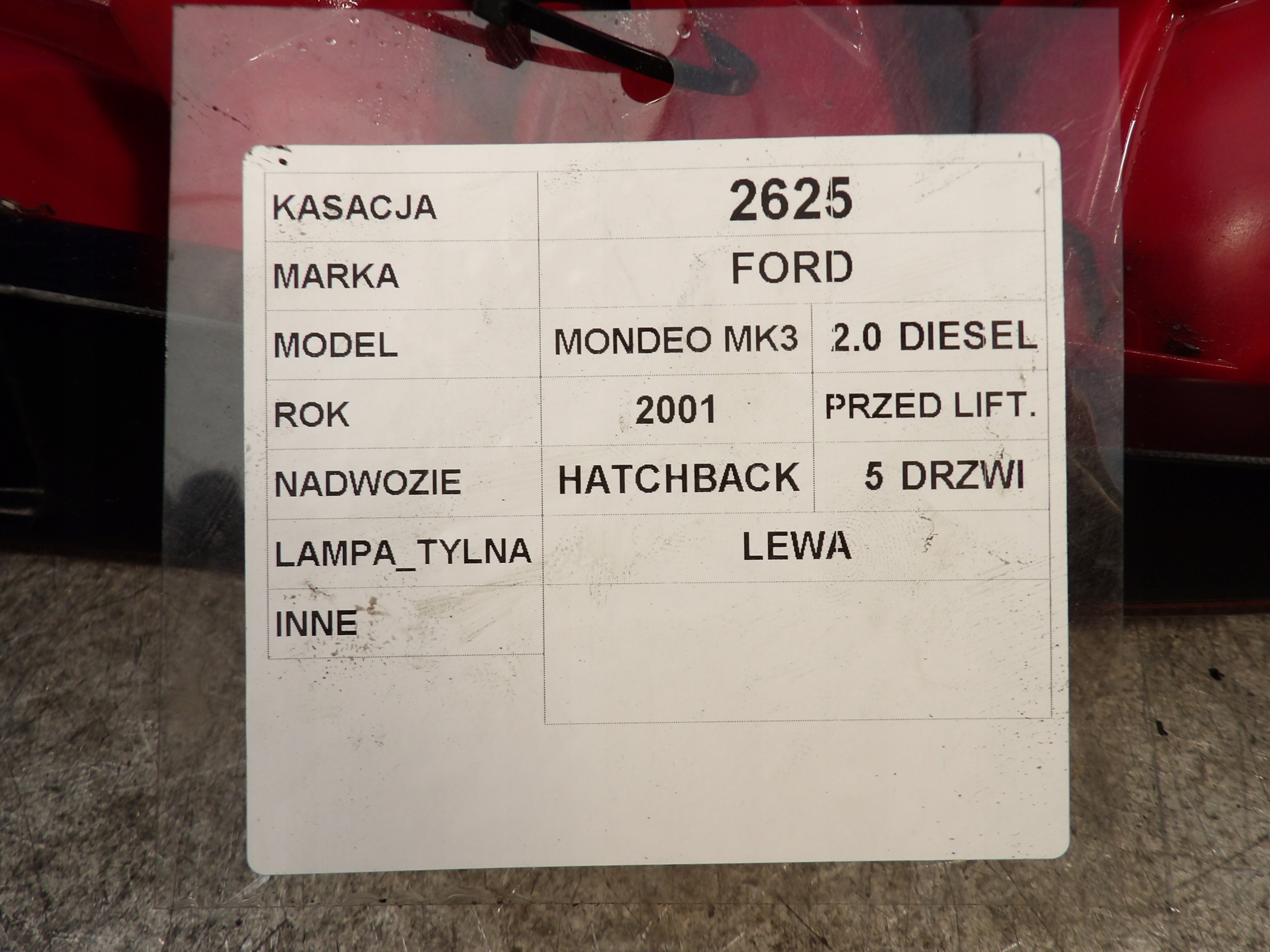 Ford Mondeo MK3 light rear left 1S7113405C 0374D