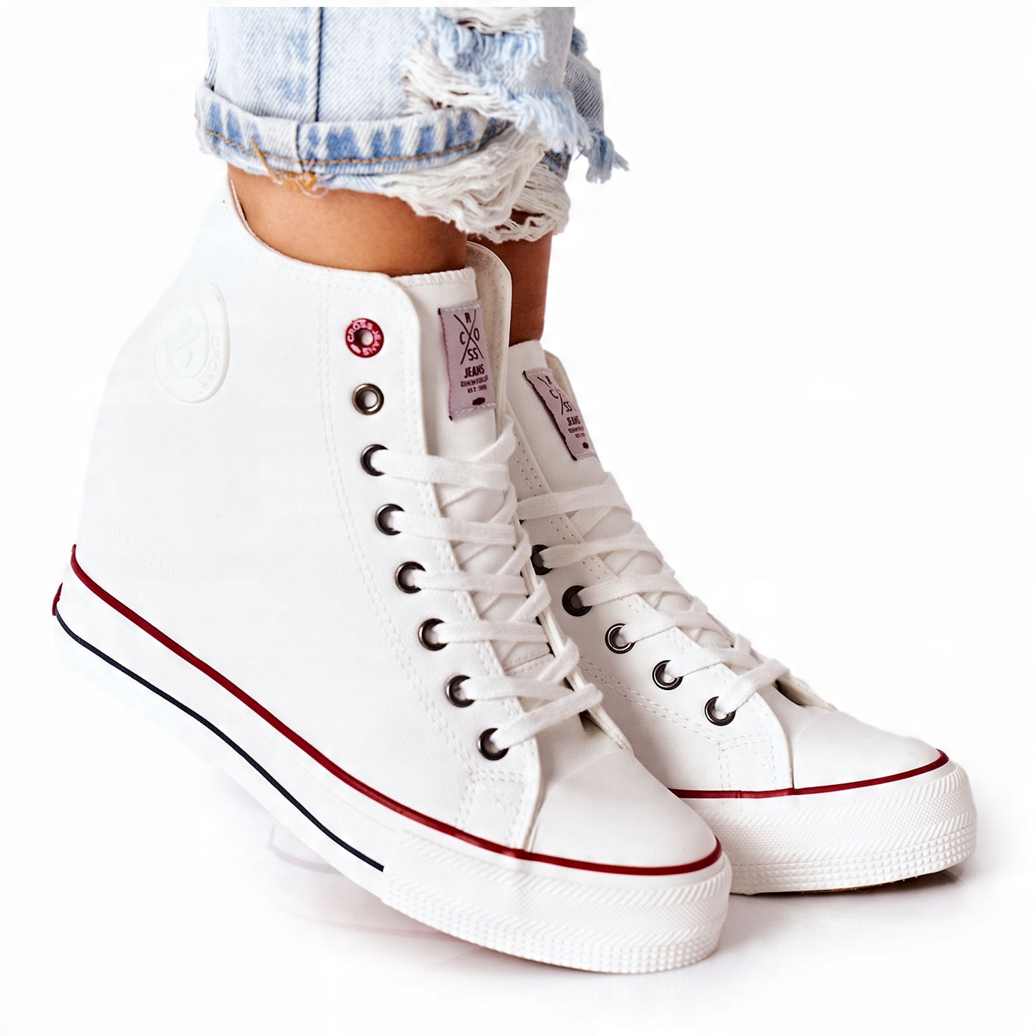 

Trampki Na Koturnie Cross Jeans II2R4024 Białe 40