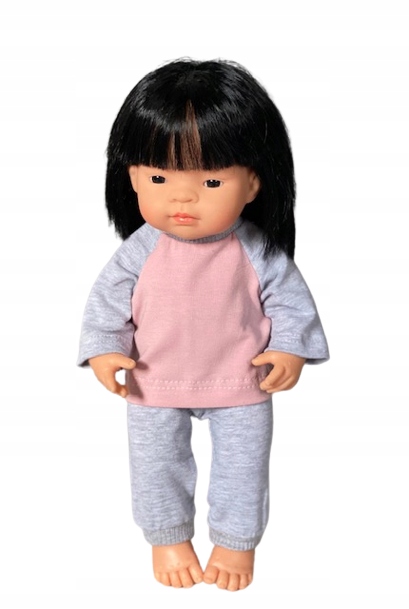 

Dres dla lalki Miniland 38 cm szaro różowy