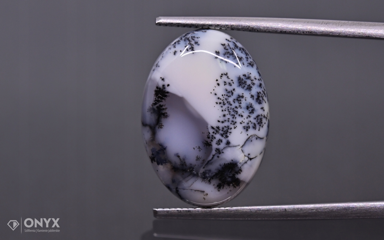 Dendritový achát z Turecka kabošon ovál 18x13 mm