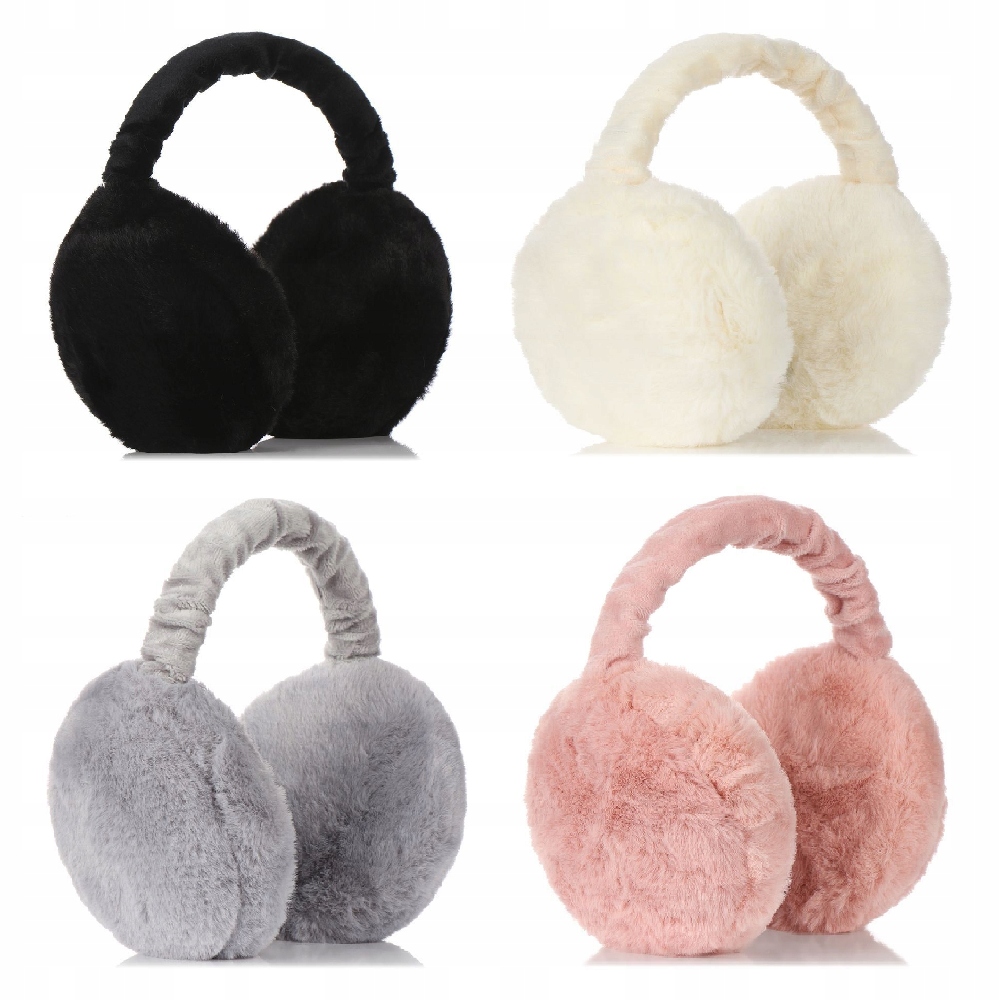 NAUSZNIKI ZIMOWE DAMSKIE CIEPŁE SKŁADANE FUTERKO Wzór dominujący bez wzoru