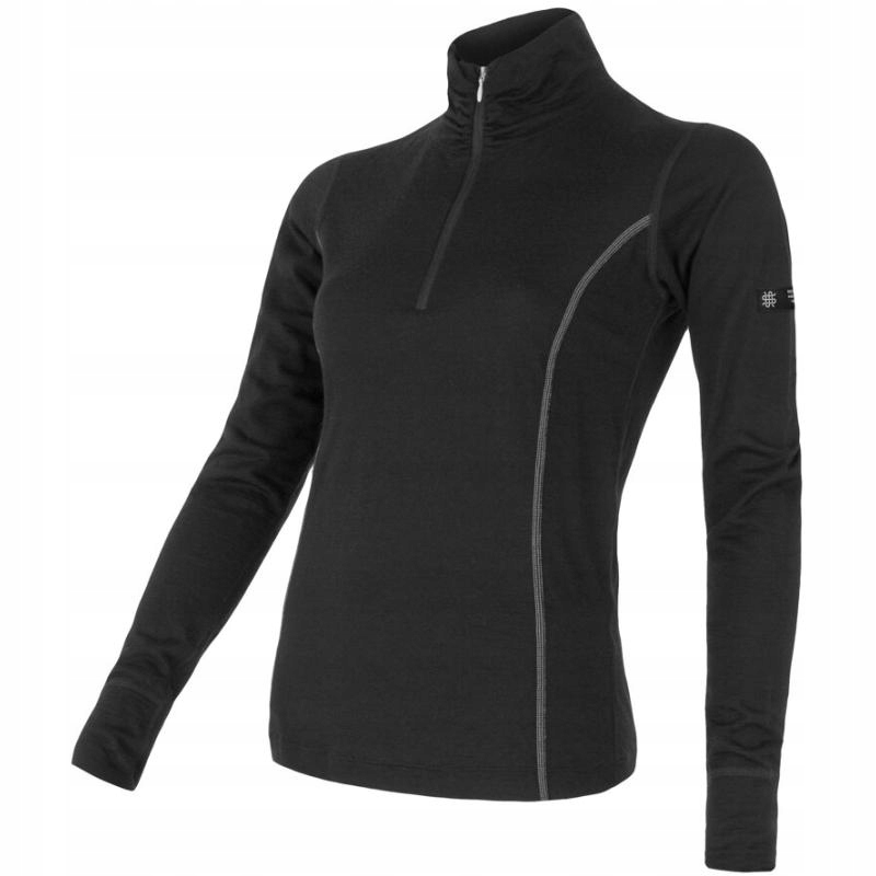 Sensor Triko Merino Active Stoják Zip dámské dlouhý černá L