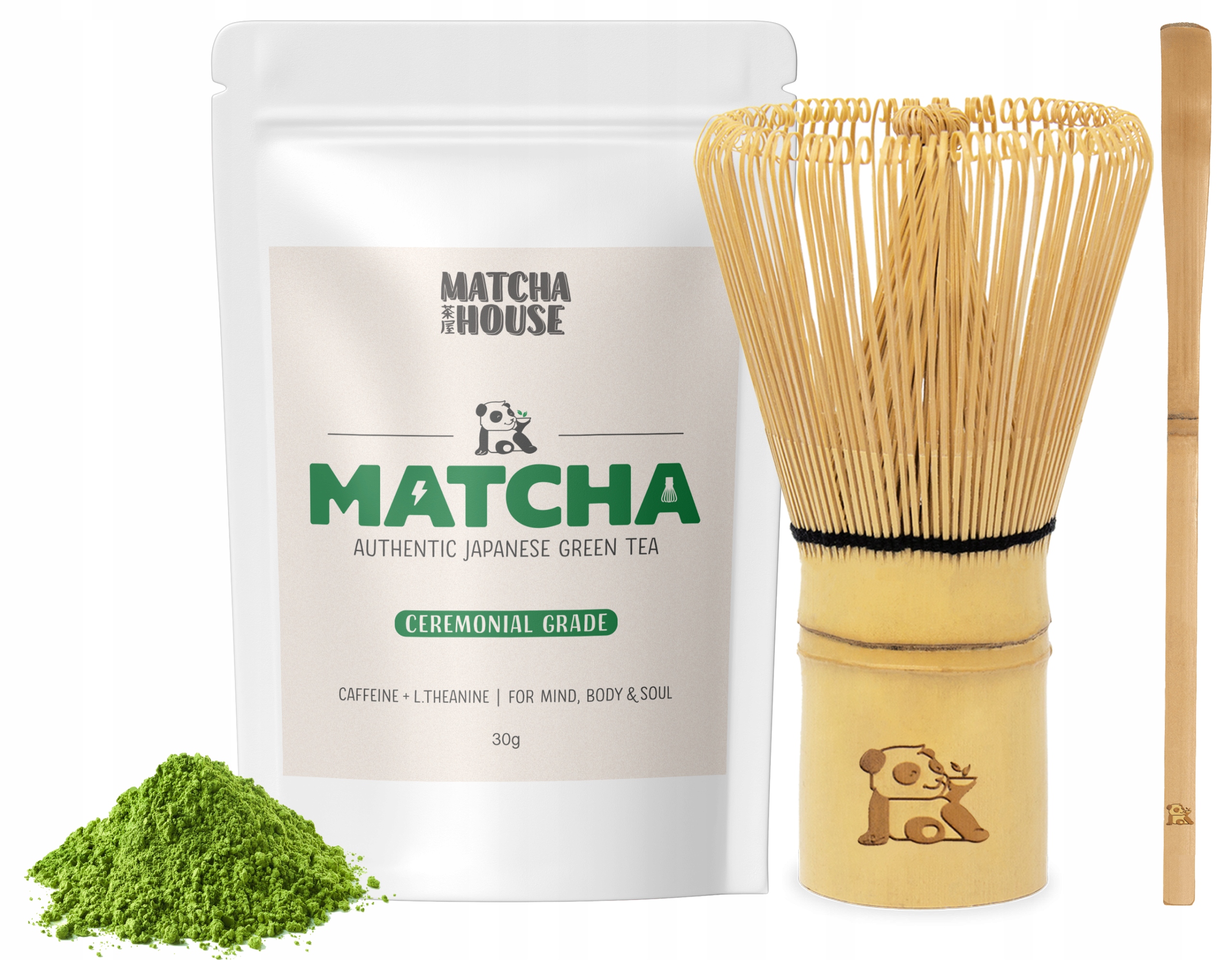 Levně Sada pro Matchu Metla Chasen Chashaku Japonská Matcha 30 g