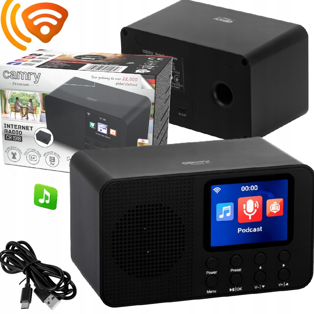 Kuchyňské Internetové Rádio Přenosné Bluetooth Usb Wi-Fi Síťové CR1918