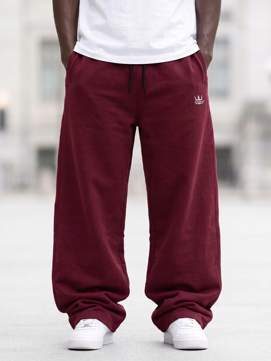 Pánské teplákové kalhoty Baggy Tmavě červené Jigga Wear Logo Drawcord S
