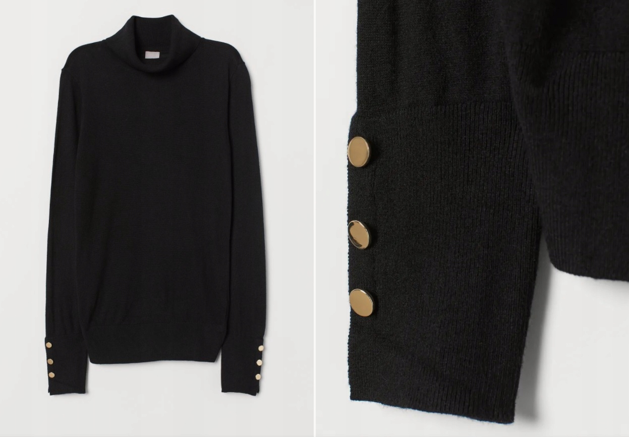 

Cienki Sweter Z Golfem Z Wełną H&m 36 S