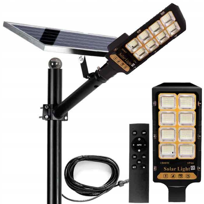 Lampa Solarna LED 1800w Uliczna + Mocowanie + Pilot