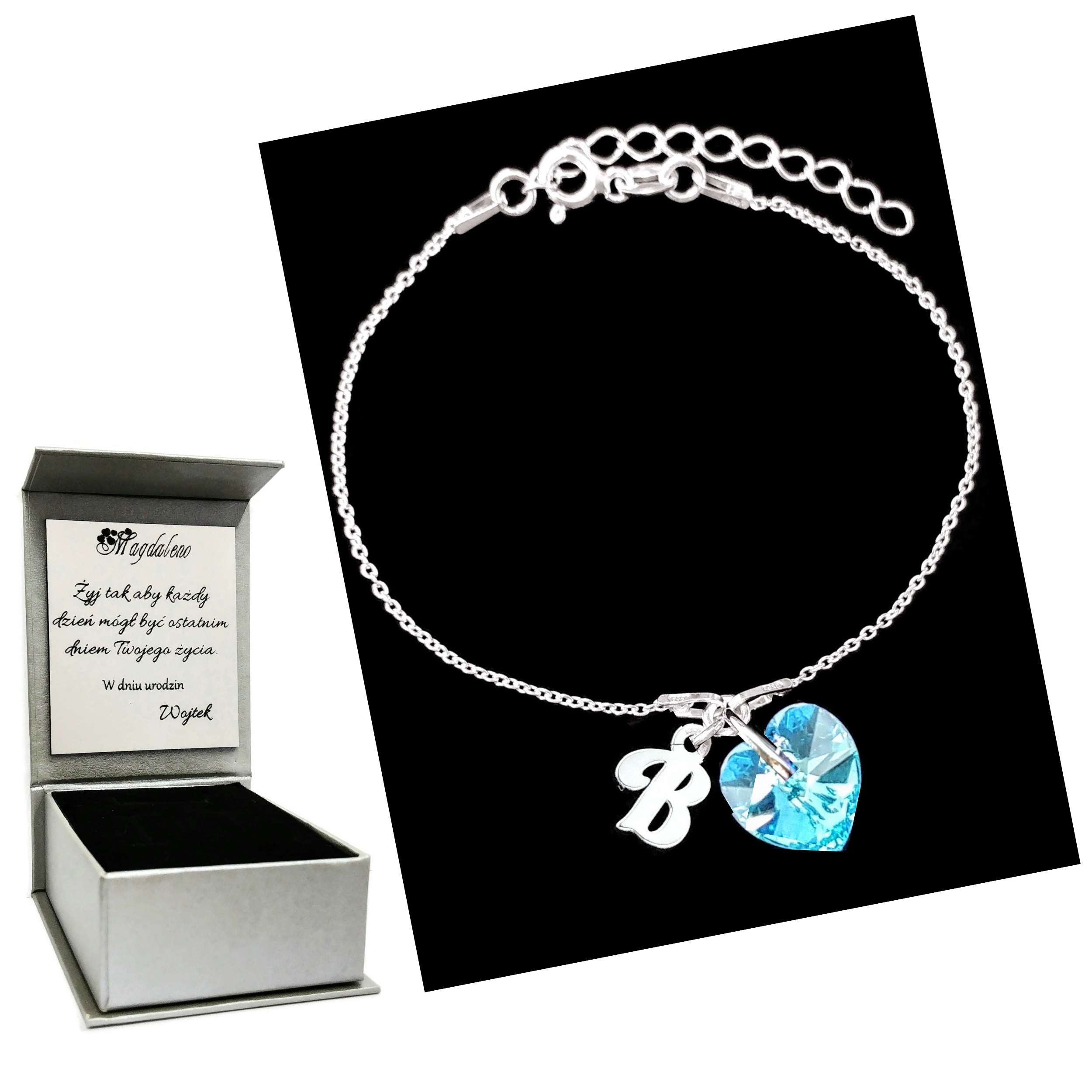 

Bransoletka Litera B Serce Oceanu Swarovski Grawer