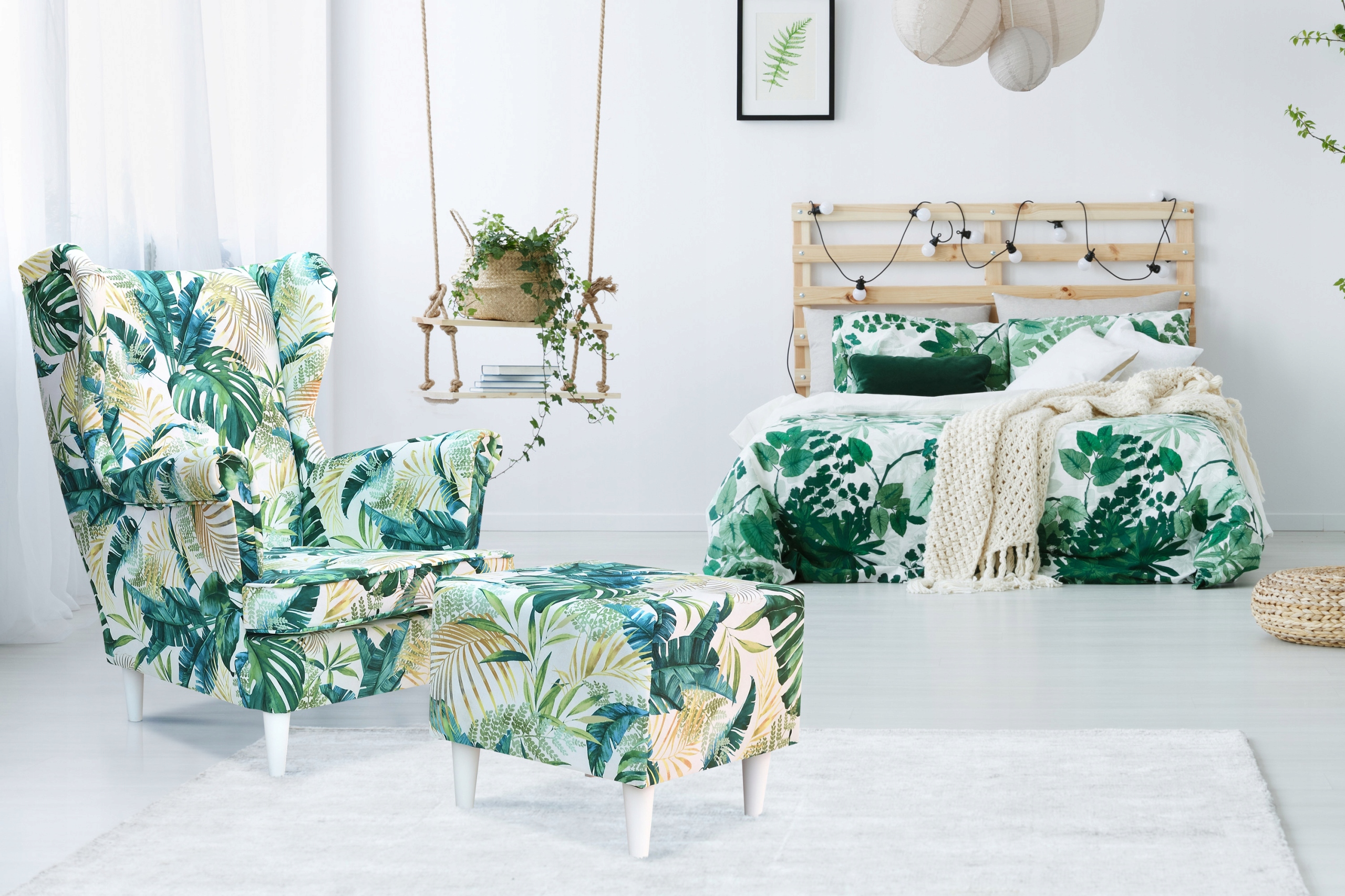 Fotel Uszak dżungla małpy kwiaty motyle DZIECIĘCY Kolekcja ARI