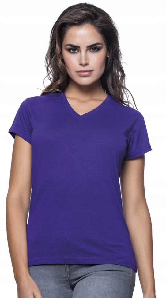 Bluzka dekolt w serek V-NECK 100% bawełna turkus L Model TSRLCMFP