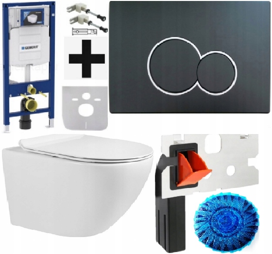 Stelaż Wc Geberit Duofix UP320 miska wirowa deska przycisk S czarny chrom F