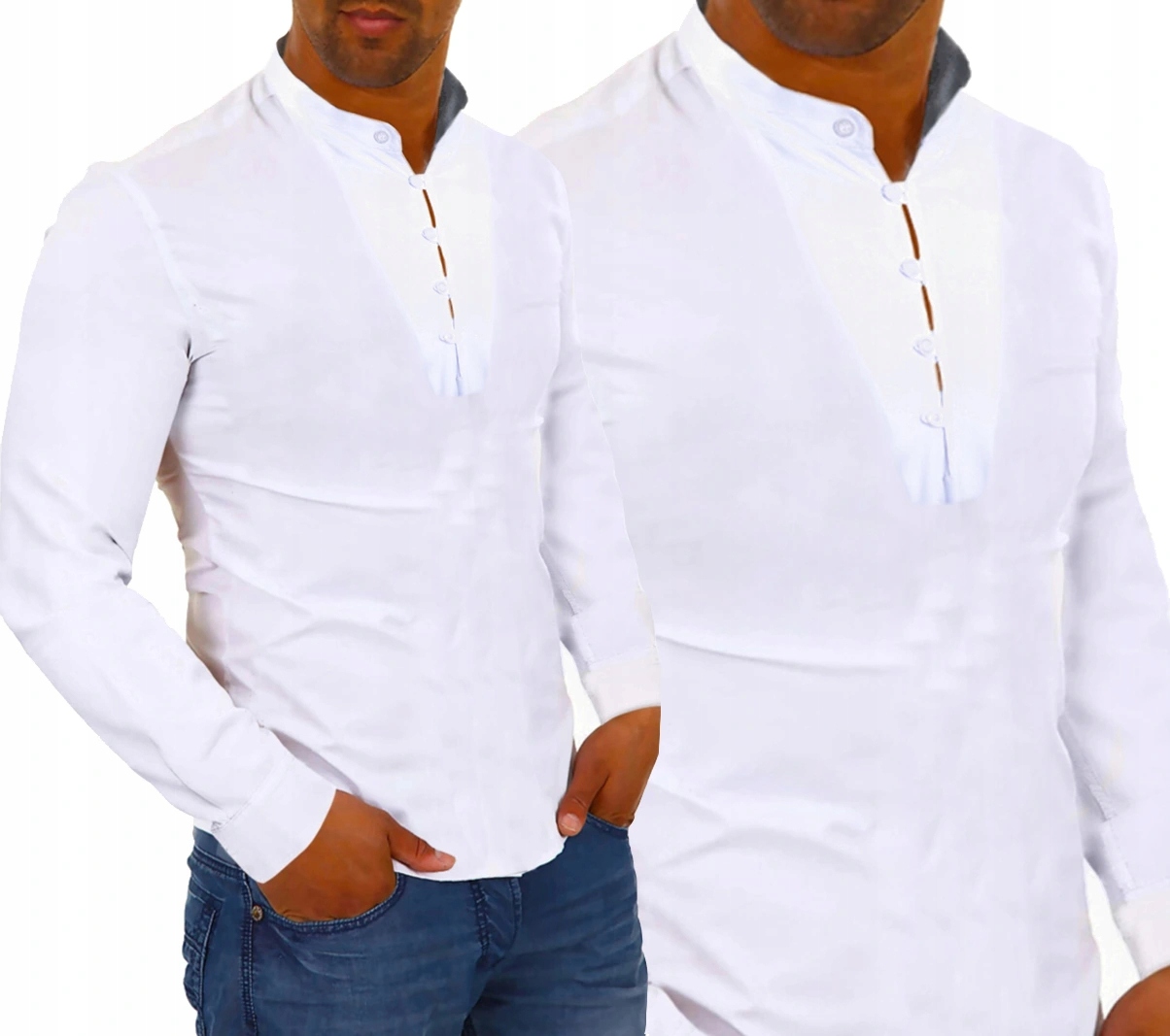 Koszula Męska Casual Stójka Codzienna Gładka NEW Wzór dominujący inny wzór