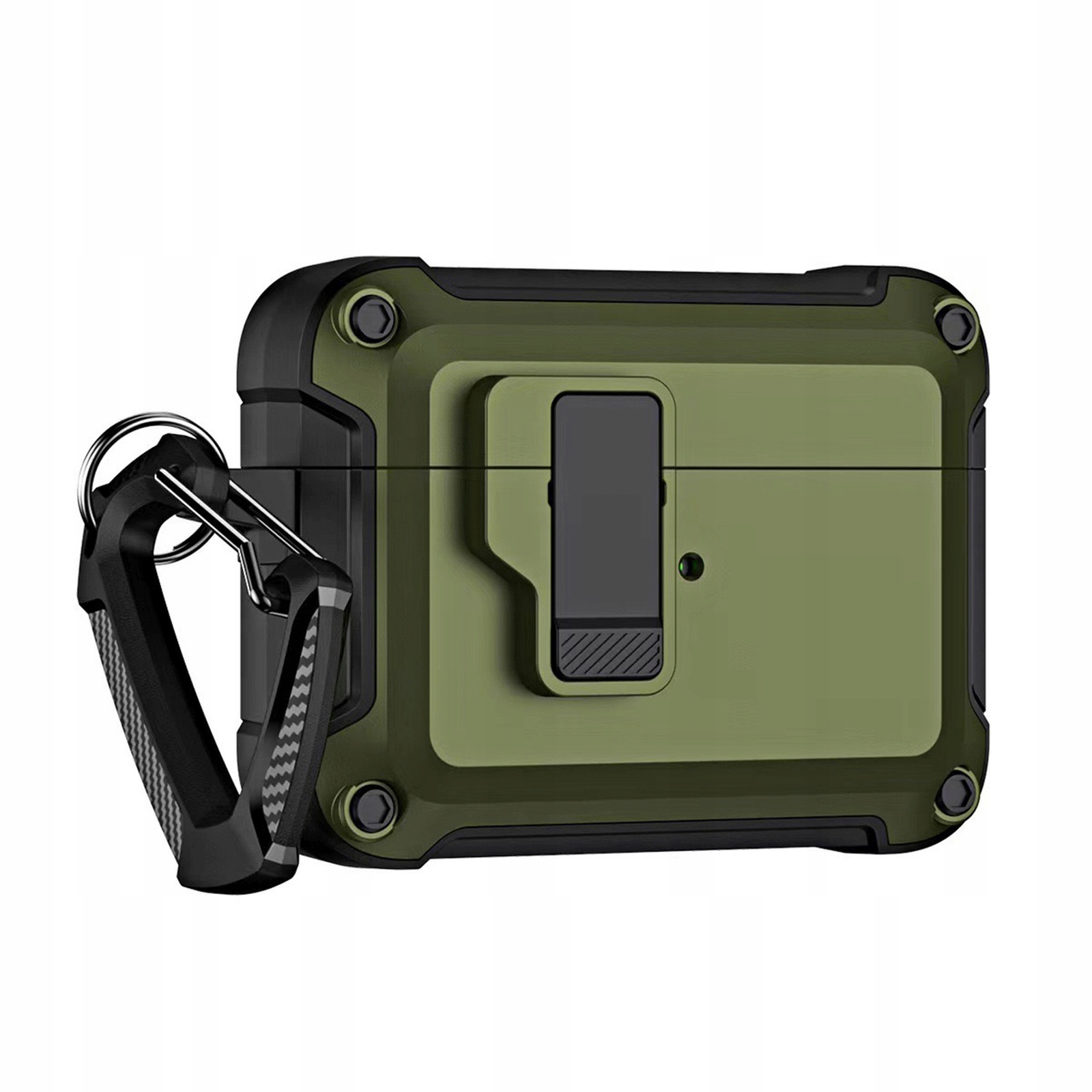 Etui pancerne Pro na Airpods 4 z karabińczykiem zielone Hurtel