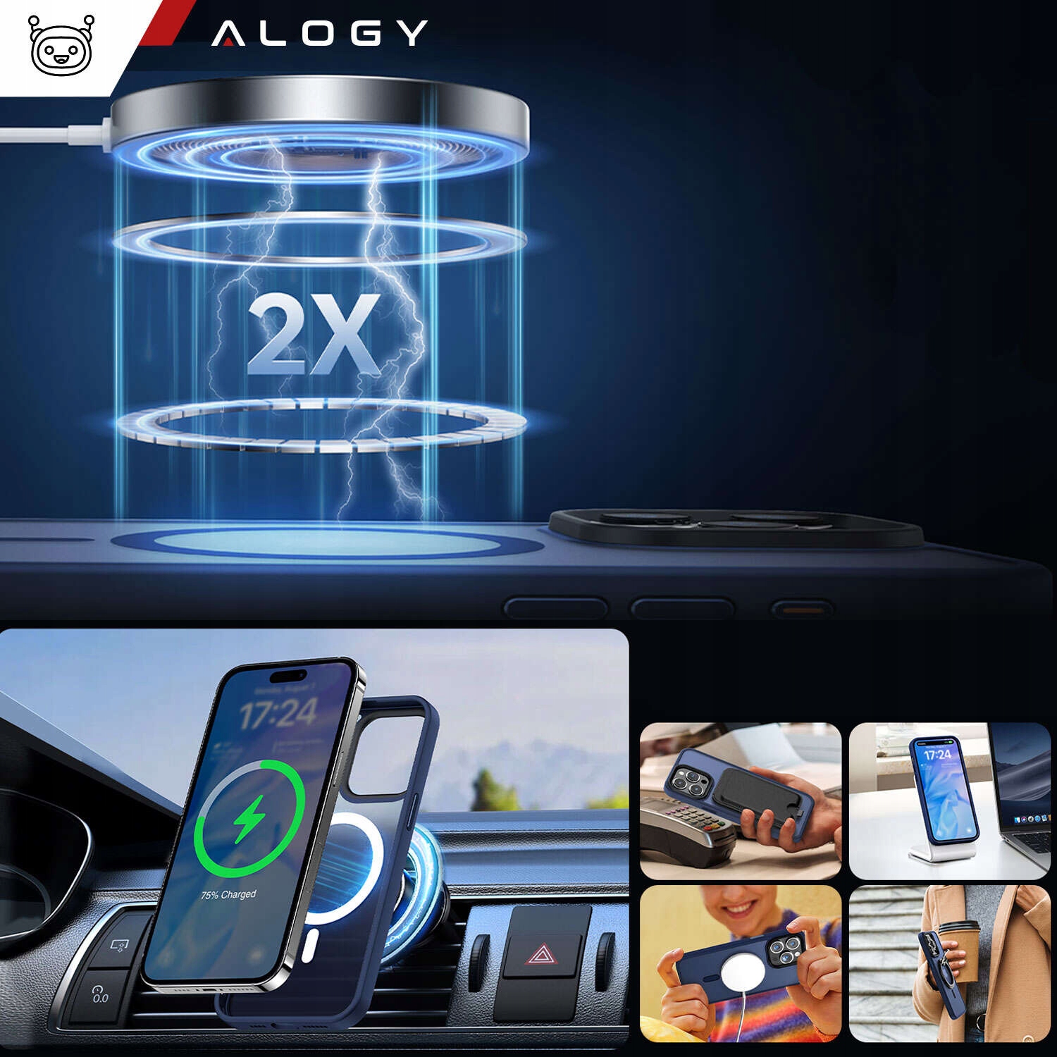 ETUI MAG SAFE SLIM MAT CASE ARMOR FUTERAŁ DO APPLE IPHONE 15 PRO GRANATOWE EAN (GTIN) 5905601810285