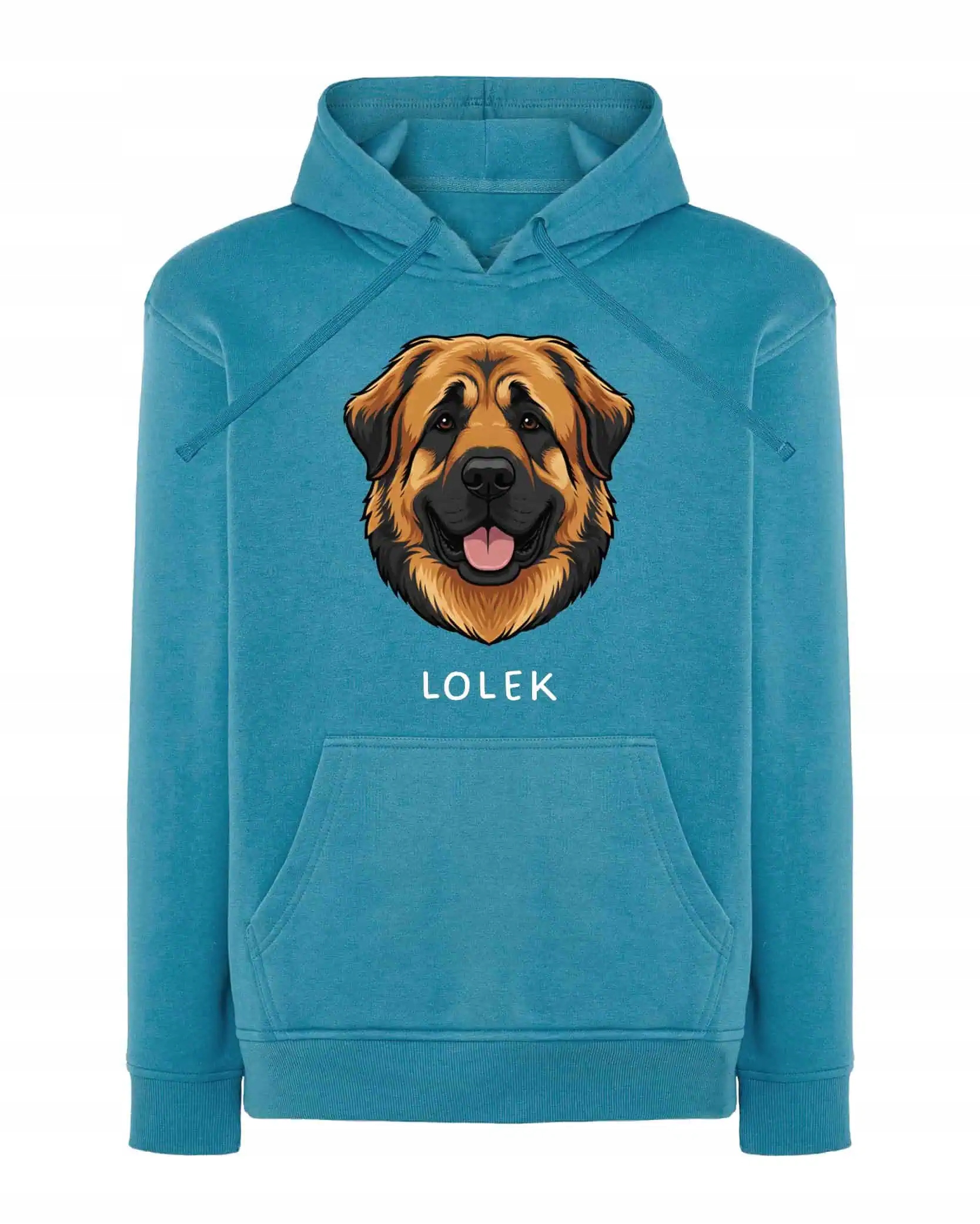 Mikina s kapucí Leonberger Personalizovaná Pupil Pes Světle modrá M