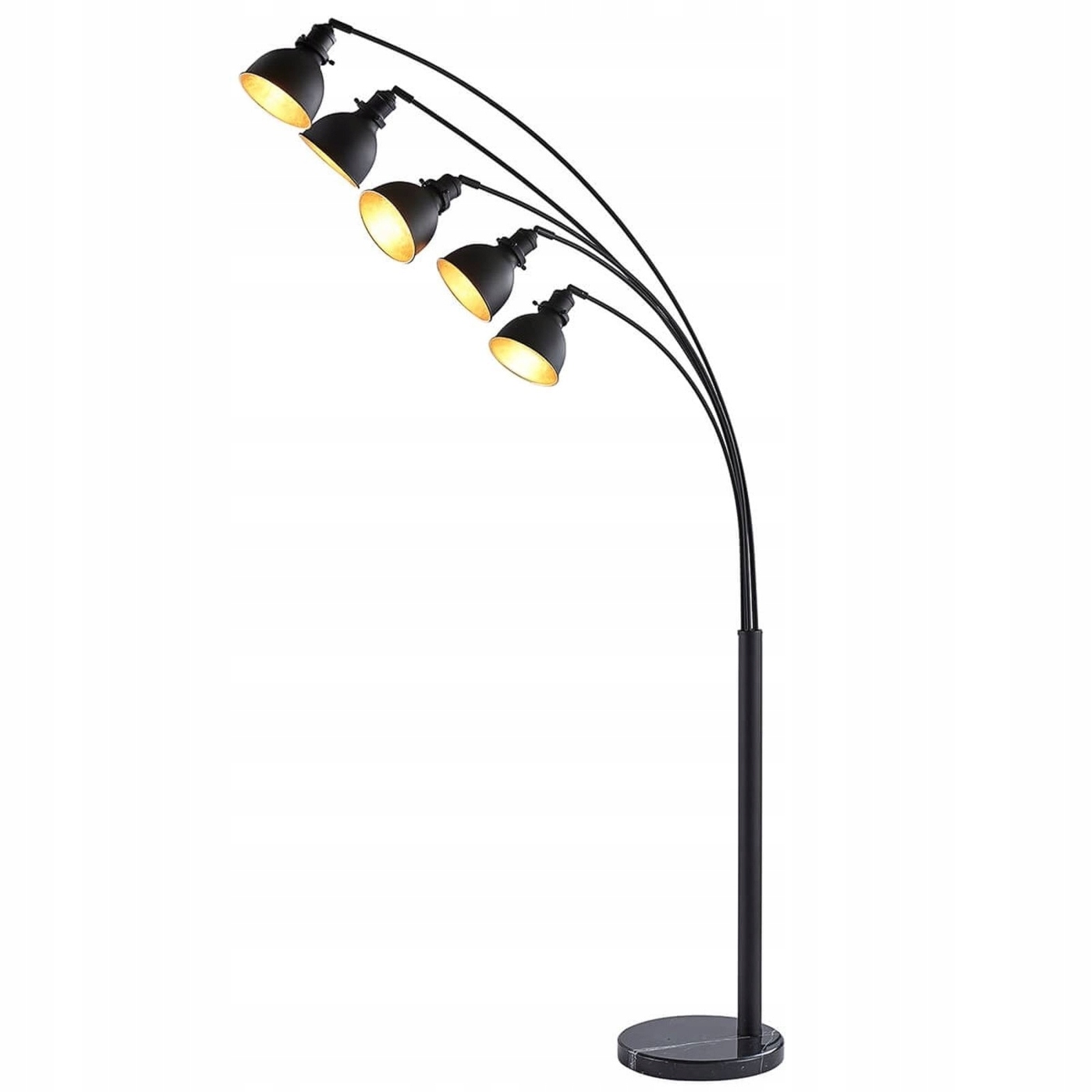 Lampa podłogowa Lindby Lira, 5-punktowa, wysokość 205 cm, czarny, złoty