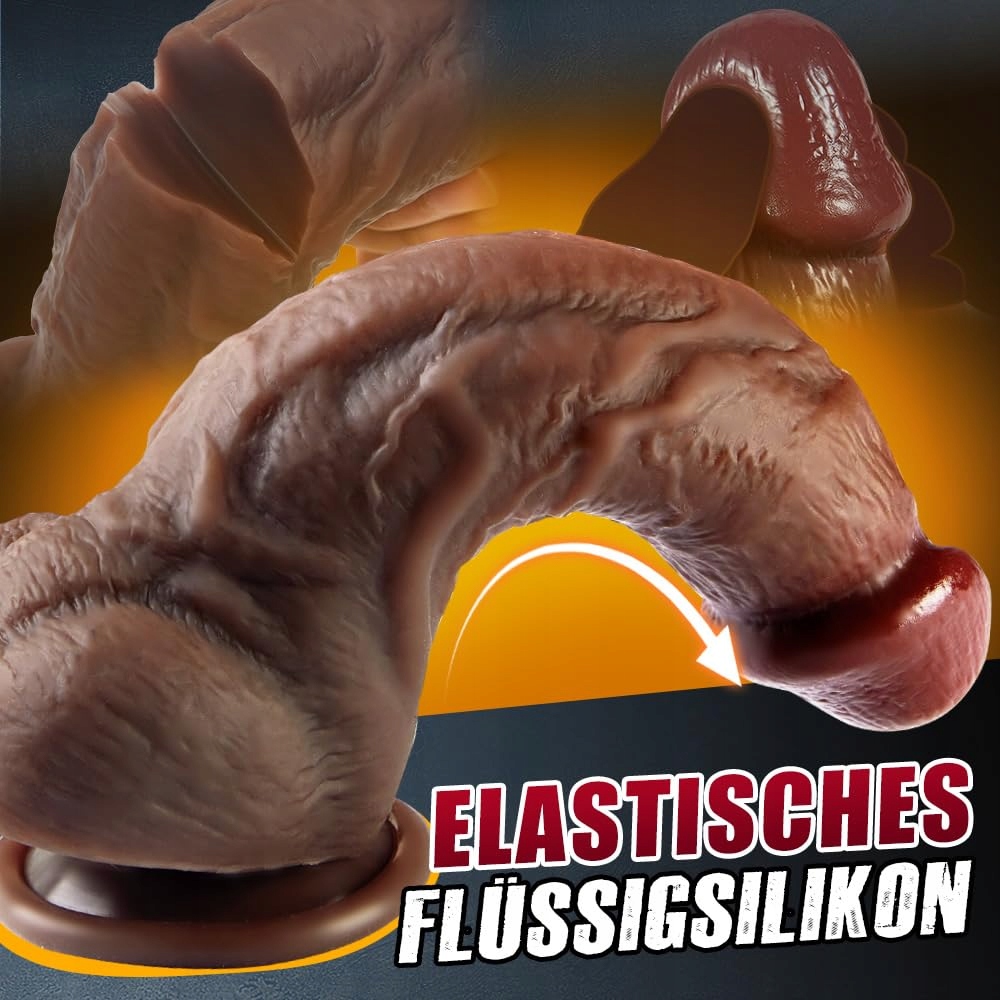 BLACK DICKER Realistyczny Duży Dildo G-Punkt 20cm Silikonowy Z Przyssawką — miniatura 6