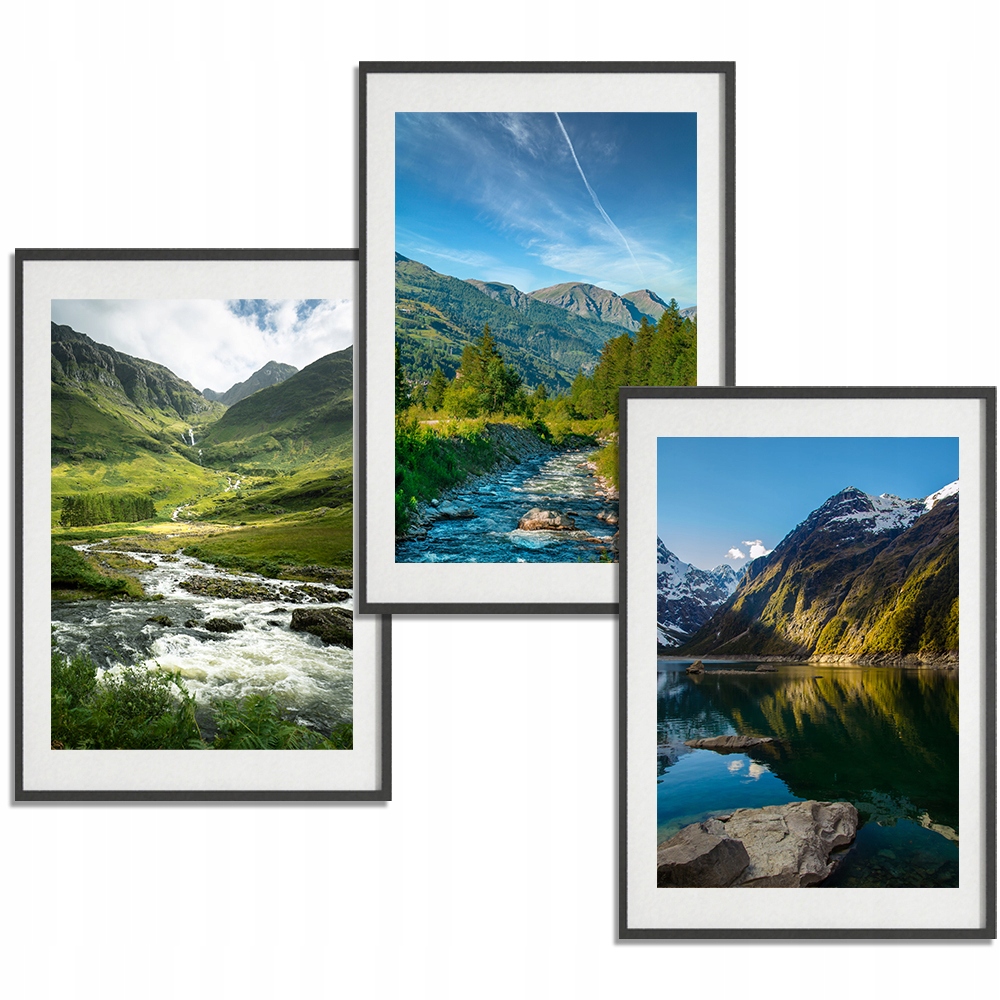 

Zestaw 3 Obrazy do Salonu Plakaty 91x61 Mountains