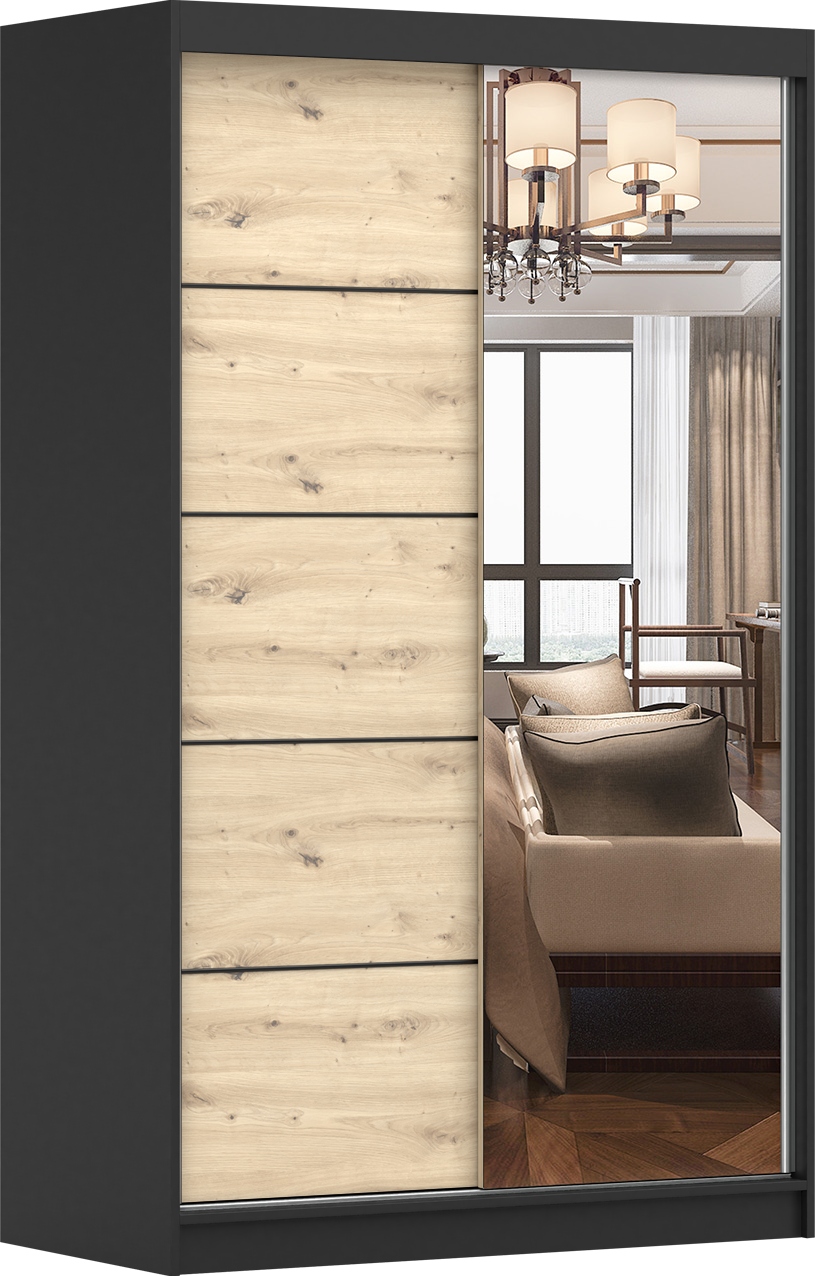 Szafa Przesuwna NEOMI 05 120 LUSTRO PÓŁKI drążek kolory sypialnia PRO+ Kolor mebla wielokolorowy