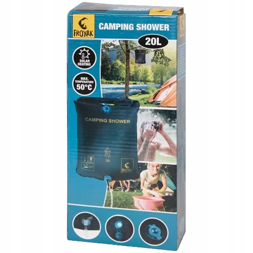 PRYSZNIC TURYSTYCZNY KEMPINGOWY SOLARNY POLOWY SOLIDNY PRZENOŚNY 20L Wysokość 25 cm