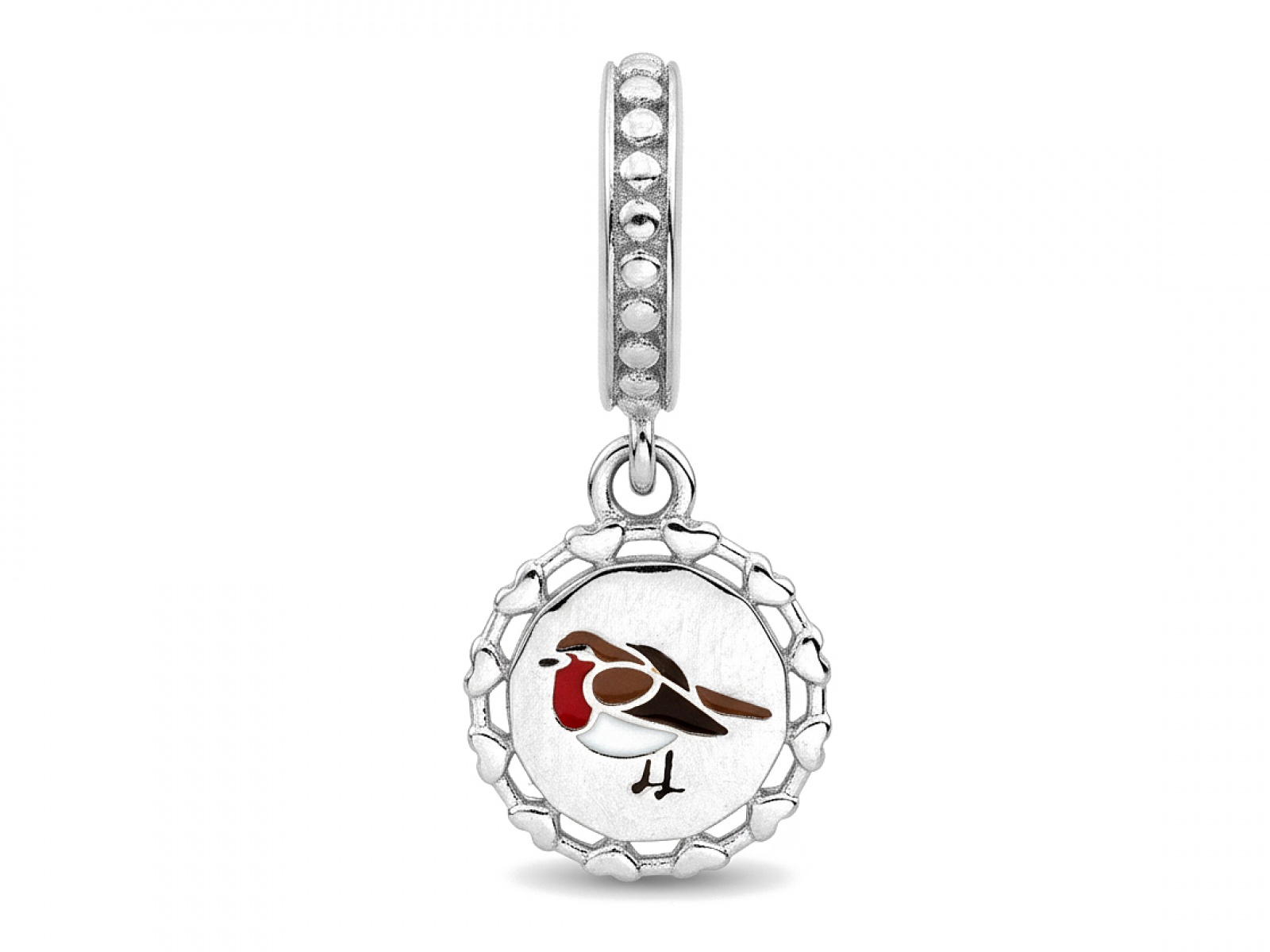 Stříbrný přívěsek 925 Charms na náramky s ptáčkem a smaltem jako dárek