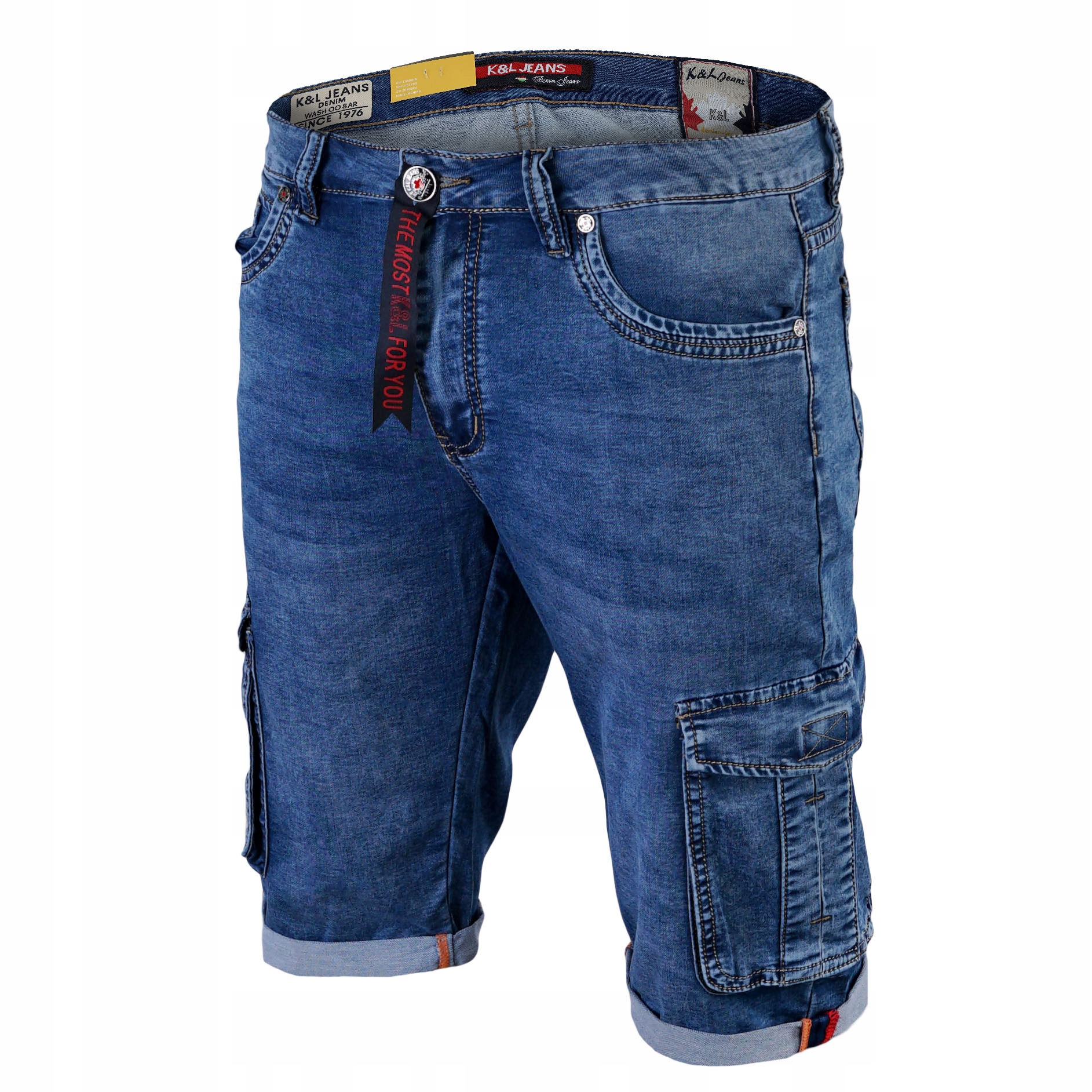 Krótkie spodenki męskie bojówki jeansowe 1081 4XL