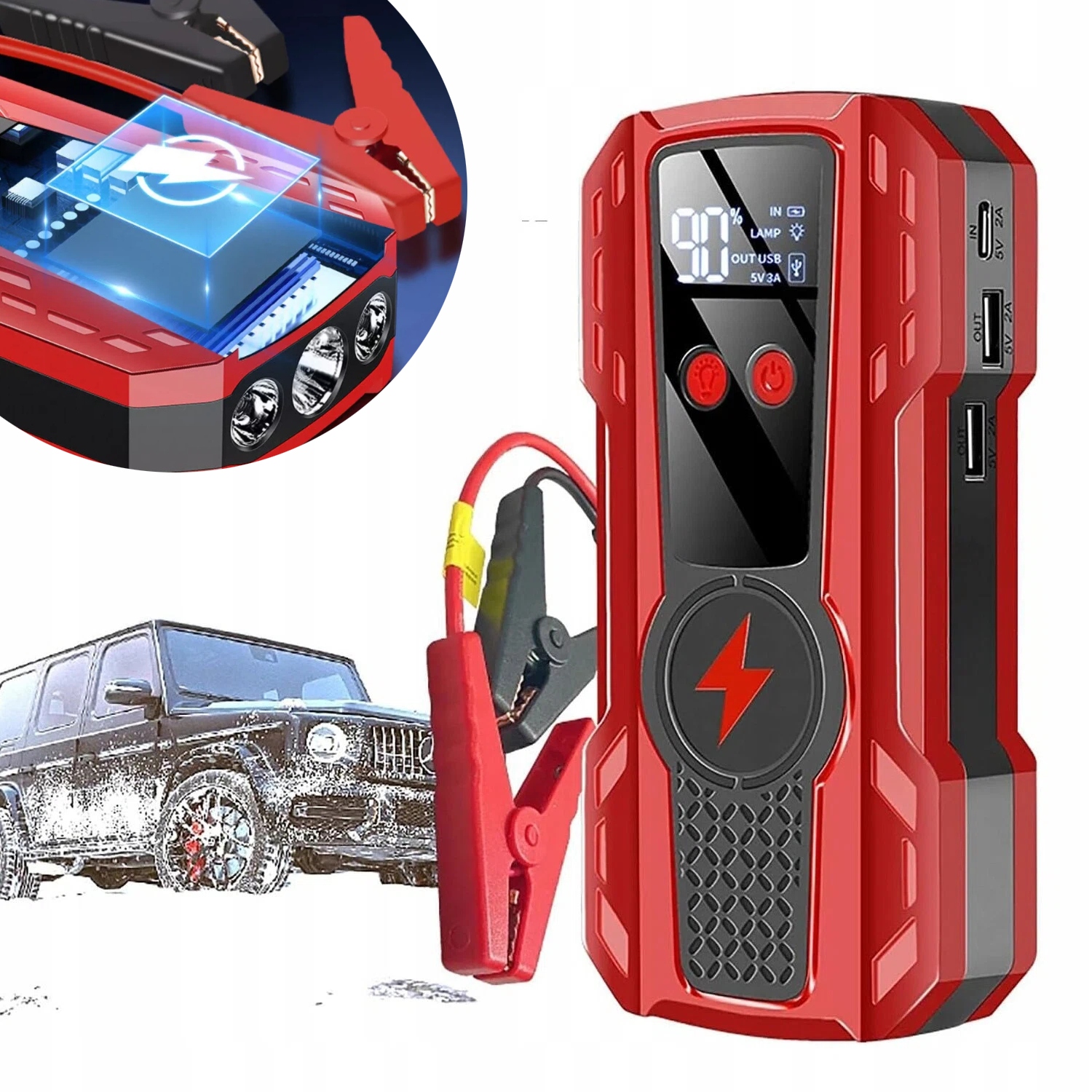 Startovací Jump Starter Power Bank Startování Auta Sada