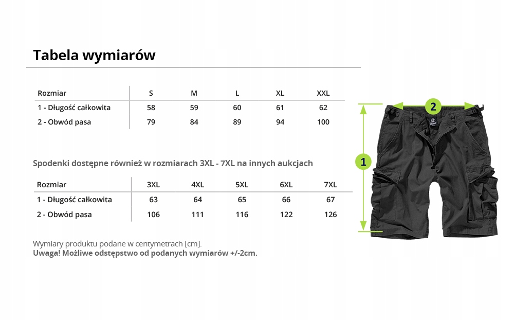 BRANDIT Spodenki Spodnie Bojówki Rip Stop BDU 4XL Rodzaj bojówki