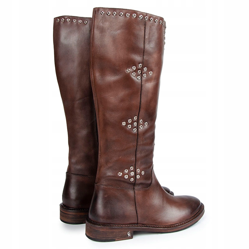 CARINII B9853 KOZAKIn OFICERKI SKÓRA LICO BRĄZOWE 38 Rozmiar 38