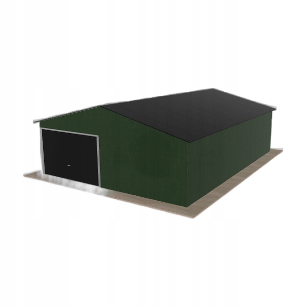 Plechová garáž 6.5x8.5 m jednopolohová, dvouspádová, zelená