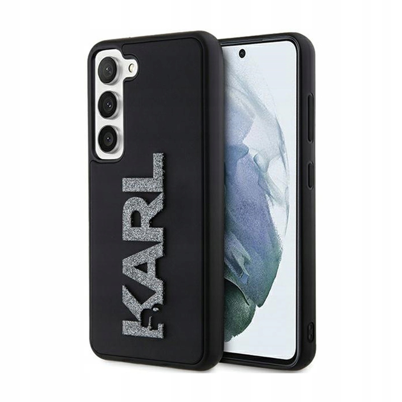 Karl Lagerfeld 3D Rubber Glitter Logo Pouzdro pro Samsung Galaxy S23 (černé)